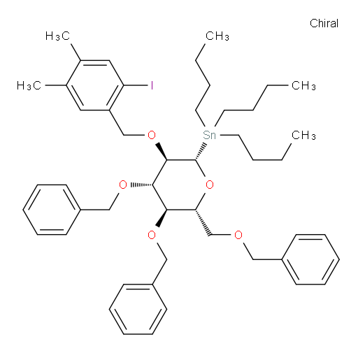 ((2S,3R,4S,5R,6R)-4,5-bis(benzyloxy)-6-((benzyloxy)methyl)-3-((2-iodo-4,5-dimethylbenzyl)oxy)tetrahydro-2H-pyran-2-yl)tributylstannane