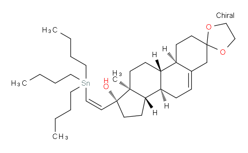 (8R,9S,10R,13S,14S,17R)-13-methyl-17-((Z)-2-(tributylstannyl)vinyl)-1,2,4,7,8,9,10,11,12,13,14,15,16,17-tetradecahydrospiro[cyclopenta[a]phenanthrene-3,2'-[1,3]dioxolan]-17-ol