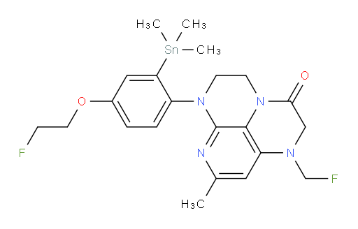 6-(4-(2-fluoroethoxy)-2-(trimethylstannyl)phenyl)-1-(fluoromethyl)-8-methyl-1,2,5,6-tetrahydro-1,3a,6,7-tetraazaphenalen-3(4H)-one
