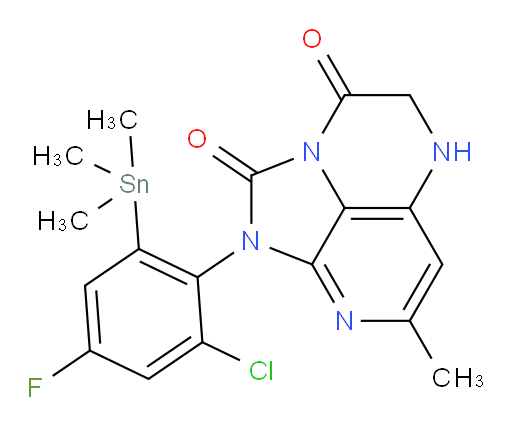 1-(2-chloro-4-fluoro-6-(trimethylstannyl)phenyl)-7-methyl-4,5-dihydro-1H-1,2a,5,8-tetraazaacenaphthylene-2,3-dione