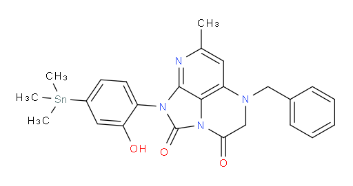5-benzyl-1-(2-hydroxy-4-(trimethylstannyl)phenyl)-7-methyl-4,5-dihydro-1H-1,2a,5,8-tetraazaacenaphthylene-2,3-dione