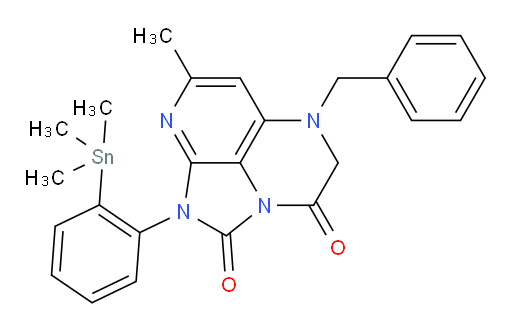 5-benzyl-7-methyl-1-(2-(trimethylstannyl)phenyl)-4,5-dihydro-1H-1,2a,5,8-tetraazaacenaphthylene-2,3-dione