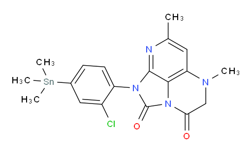 1-(2-chloro-4-(trimethylstannyl)phenyl)-5,7-dimethyl-4,5-dihydro-1H-1,2a,5,8-tetraazaacenaphthylene-2,3-dione