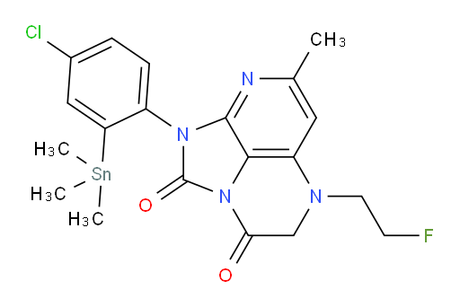 1-(4-chloro-2-(trimethylstannyl)phenyl)-5-(2-fluoroethyl)-7-methyl-4,5-dihydro-1H-1,2a,5,8-tetraazaacenaphthylene-2,3-dione