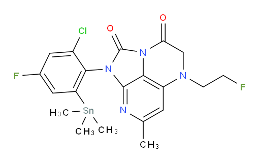 1-(2-chloro-4-fluoro-6-(trimethylstannyl)phenyl)-5-(2-fluoroethyl)-7-methyl-4,5-dihydro-1H-1,2a,5,8-tetraazaacenaphthylene-2,3-dione