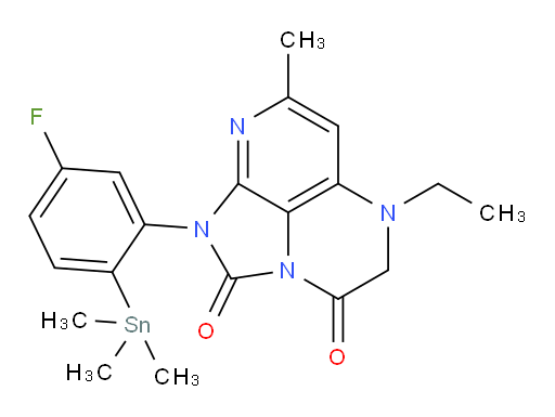 5-ethyl-1-(5-fluoro-2-(trimethylstannyl)phenyl)-7-methyl-4,5-dihydro-1H-1,2a,5,8-tetraazaacenaphthylene-2,3-dione