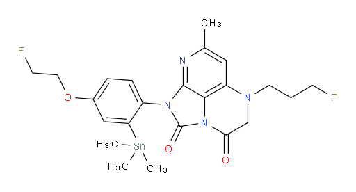 1-(4-(2-fluoroethoxy)-2-(trimethylstannyl)phenyl)-5-(3-fluoropropyl)-7-methyl-4,5-dihydro-1H-1,2a,5,8-tetraazaacenaphthylene-2,3-dione