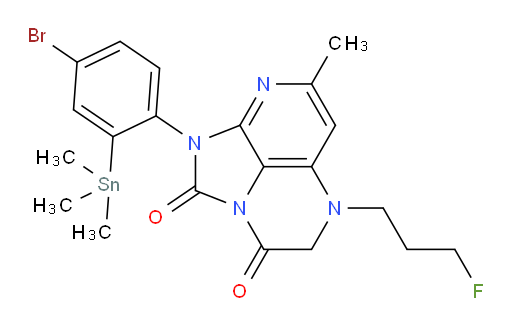 1-(4-bromo-2-(trimethylstannyl)phenyl)-5-(3-fluoropropyl)-7-methyl-4,5-dihydro-1H-1,2a,5,8-tetraazaacenaphthylene-2,3-dione
