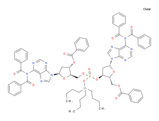 (2R,3S,5R)-5-(6-(N-benzoylbenzamido)-9H-purin-9-yl)-2-((((((2R,3S,5R)-5-(6-(N-benzoylbenzamido)-9H-purin-9-yl)-2-((benzoyloxy)methyl)tetrahydrofuran-3-yl)oxy)((tributylstannyl)oxy)phosphoryl)oxy)methyl)tetrahydrofuran-3-yl benzoate