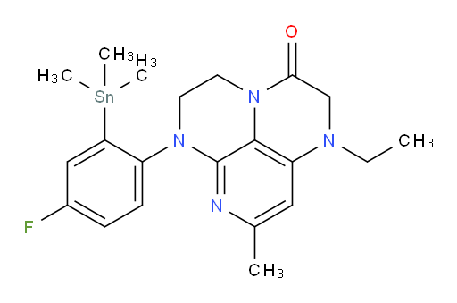 1-ethyl-6-(4-fluoro-2-(trimethylstannyl)phenyl)-8-methyl-1,2,5,6-tetrahydro-1,3a,6,7-tetraazaphenalen-3(4H)-one