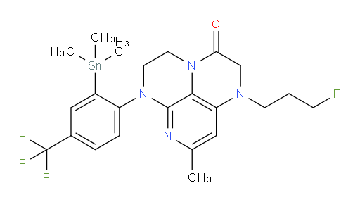 1-(3-fluoropropyl)-8-methyl-6-(4-(trifluoromethyl)-2-(trimethylstannyl)phenyl)-1,2,5,6-tetrahydro-1,3a,6,7-tetraazaphenalen-3(4H)-one
