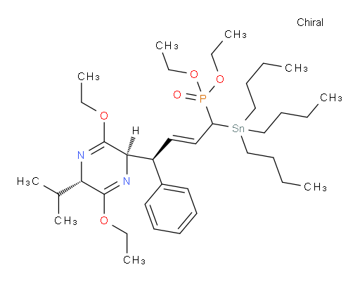 diethyl ((4S,E)-4-((2R,5S)-3,6-diethoxy-5-isopropyl-2,5-dihydropyrazin-2-yl)-4-phenyl-1-(tributylstannyl)but-2-en-1-yl)phosphonate