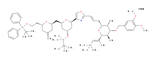 4-((2R,4R,6R)-4-((tert-butyldimethylsilyl)oxy)-6-(((2R,6R)-6-(2-((tert-butyldiphenylsilyl)oxy)ethyl)-4-methylenetetrahydro-2H-pyran-2-yl)methyl)tetrahydro-2H-pyran-2-yl)-2-((E)-3-((2R,3S,4S,5R,6R)-4-((3,4-dimethoxybenzyl)oxy)-3,5-dimethyl-6-((E)-1-(trimethylstannyl)prop-1-en-2-yl)tetrahydro-2H-pyran-2-yl)prop-1-en-1-yl)oxazole