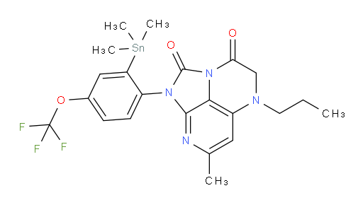 7-methyl-5-propyl-1-(4-(trifluoromethoxy)-2-(trimethylstannyl)phenyl)-4,5-dihydro-1H-1,2a,5,8-tetraazaacenaphthylene-2,3-dione