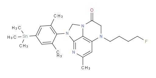 1-(2,6-dimethyl-4-(trimethylstannyl)phenyl)-5-(4-fluorobutyl)-7-methyl-4,5-dihydro-1H-1,2a,5,8-tetraazaacenaphthylen-3(2H)-one