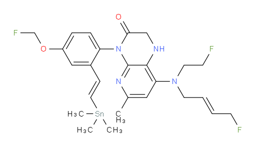 8-(((E)-4-fluorobut-2-en-1-yl)(2-fluoroethyl)amino)-4-(4-(fluoromethoxy)-2-((E)-2-(trimethylstannyl)vinyl)phenyl)-6-methyl-1,2-dihydropyrido[2,3-b]pyrazin-3(4H)-one