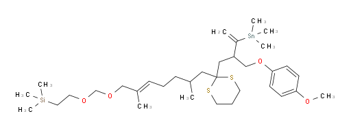 (E)-(2-(((7-(2-(2-((4-methoxyphenoxy)methyl)-3-(trimethylstannyl)but-3-en-1-yl)-1,3-dithian-2-yl)-2,6-dimethylhept-2-en-1-yl)oxy)methoxy)ethyl)trimethylsilane