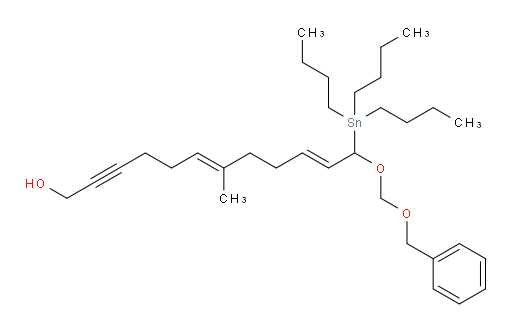 (6E,10E)-12-((benzyloxy)methoxy)-7-methyl-12-(tributylstannyl)dodeca-6,10-dien-2-yn-1-ol