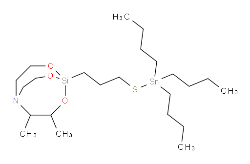 3,4-dimethyl-1-(3-((tributylstannyl)thio)propyl)-2,8,9-trioxa-5-aza-1-silabicyclo[3.3.3]undecane
