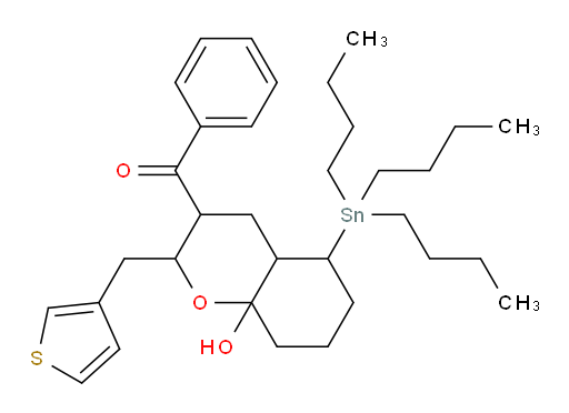 (8a-hydroxy-2-(thiophen-3-ylmethyl)-5-(tributylstannyl)octahydro-2H-chromen-3-yl)(phenyl)methanone
