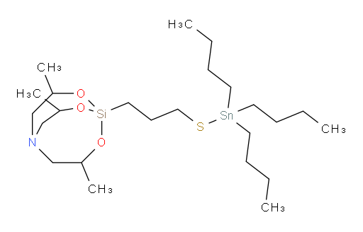 3,7,10-trimethyl-1-(3-((tributylstannyl)thio)propyl)-2,8,9-trioxa-5-aza-1-silabicyclo[3.3.3]undecane