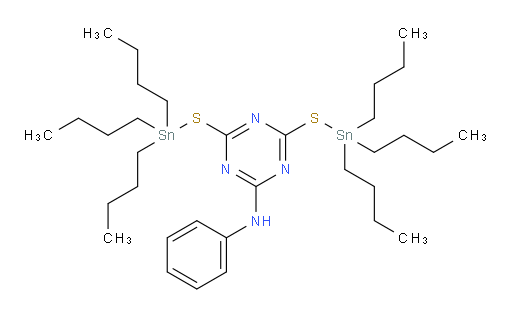 N-phenyl-4,6-bis((tributylstannyl)thio)-1,3,5-triazin-2-amine