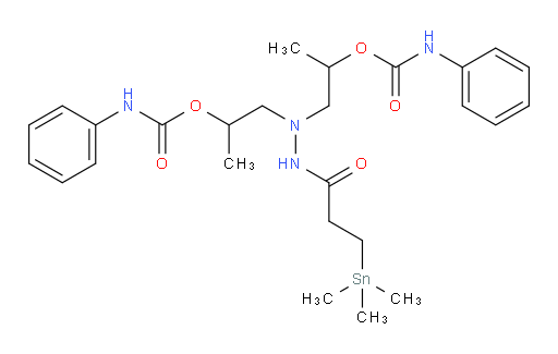 (2-(3-(trimethylstannyl)propanoyl)hydrazine-1,1-diyl)bis(propane-2,1-diyl) bis(phenylcarbamate)