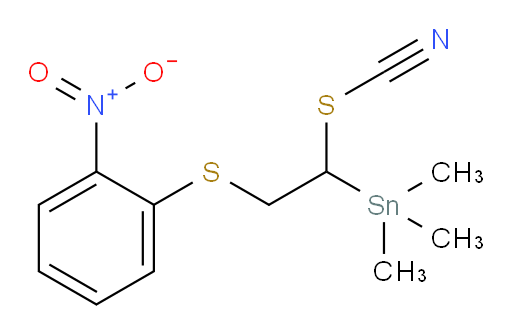 trimethyl(2-((2-nitrophenyl)thio)-1-thiocyanatoethyl)stannane