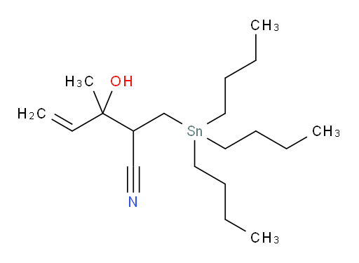 3-hydroxy-3-methyl-2-((tributylstannyl)methyl)pent-4-enenitrile