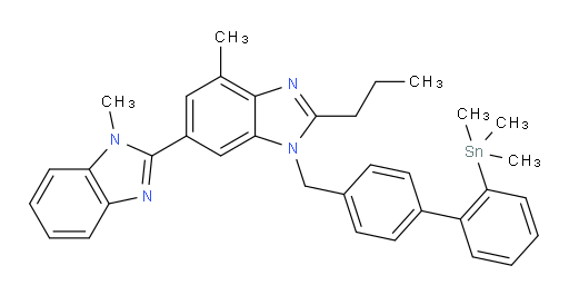 1,7'-dimethyl-2'-propyl-3'-((2'-(trimethylstannyl)-[1,1'-biphenyl]-4-yl)methyl)-1H,3'H-2,5'-bibenzo[d]imidazole