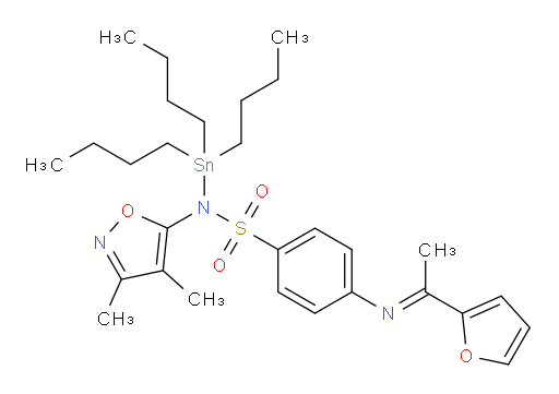 (E)-N-(3,4-二甲基异噁唑-5-基)-4-((1-(呋喃-2-基)乙亚基)氨基)-N-(三丁基锡基)苯磺酰胺