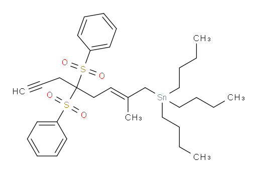 (E)-tributyl(2-methyl-5,5-bis(phenylsulfonyl)oct-2-en-7-yn-1-yl)stannane