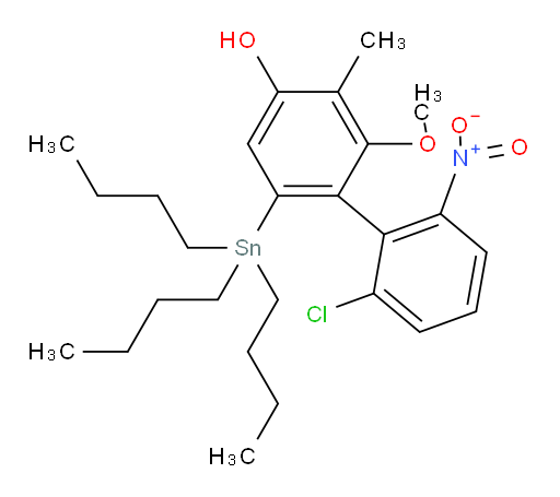 2'-chloro-2-methoxy-3-methyl-6'-nitro-6-(tributylstannyl)-[1,1'-biphenyl]-4-ol