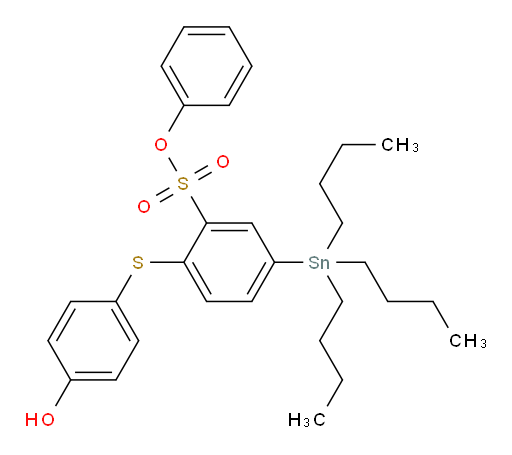 phenyl 2-((4-hydroxyphenyl)thio)-5-(tributylstannyl)benzenesulfonate
