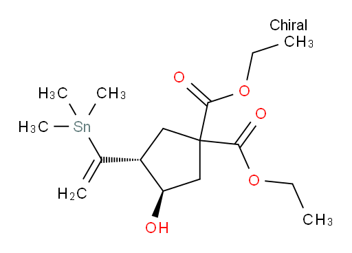 (3R,4R)-diethyl 3-hydroxy-4-(1-(trimethylstannyl)vinyl)cyclopentane-1,1-dicarboxylate