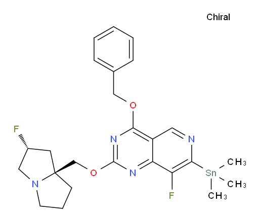 4-(benzyloxy)-8-fluoro-2-(((2R,7aS)-2-fluorohexahydro-1H-pyrrolizin-7a-yl)methoxy)-7-(trimethylstannyl)pyrido[4,3-d]pyrimidine