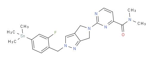 2-(2-(2-fluoro-4-(trimethylstannyl)benzyl)pyrrolo[3,4-c]pyrazol-5(2H,4H,6H)-yl)-N,N-dimethylpyrimidine-4-carboxamide