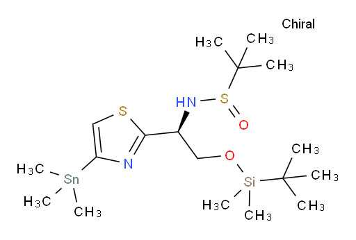 (R)-N-((S)-2-((tert-butyldimethylsilyl)oxy)-1-(4-(trimethylstannyl)thiazol-2-yl)ethyl)-2-methylpropane-2-sulfinamide