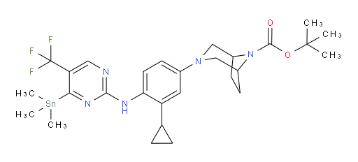 tert-butyl 3-(3-cyclopropyl-4-((5-(trifluoromethyl)-4-(trimethylstannyl)pyrimidin-2-yl)amino)phenyl)-3,8-diazabicyclo[3.2.1]octane-8-carboxylate