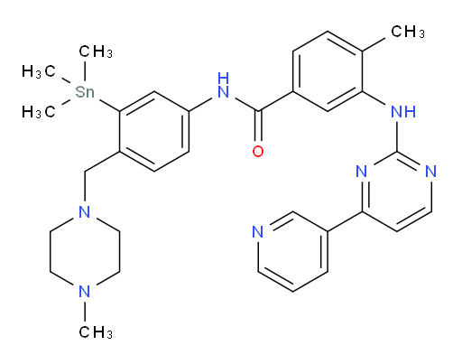 4-methyl-N-(4-((4-methylpiperazin-1-yl)methyl)-3-(trimethylstannyl)phenyl)-3-((4-(pyridin-3-yl)pyrimidin-2-yl)amino)benzamide