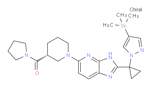 (R)-pyrrolidin-1-yl(1-(2-(1-(4-(trimethylstannyl)-1H-pyrazol-1-yl)cyclopropyl)-3H-imidazo[4,5-b]pyridin-5-yl)piperidin-3-yl)methanone