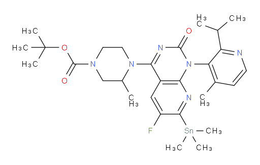 tert-butyl 4-(6-fluoro-1-(2-isopropyl-4-methylpyridin-3-yl)-2-oxo-7-(trimethylstannyl)-1,2-dihydropyrido[2,3-d]pyrimidin-4-yl)-3-methylpiperazine-1-carboxylate