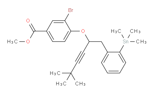 methyl 3-bromo-4-((5,5-dimethyl-1-(2-(trimethylstannyl)phenyl)hex-3-yn-2-yl)oxy)benzoate