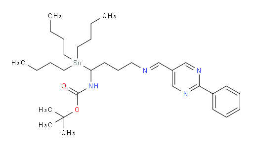 (E)-tert-butyl (4-(((2-phenylpyrimidin-5-yl)methylene)amino)-1-(tributylstannyl)butyl)carbamate