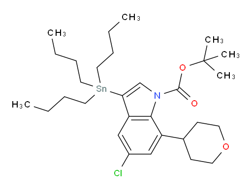 tert-butyl 5-chloro-7-(tetrahydro-2H-pyran-4-yl)-3-(tributylstannyl)-1H-indole-1-carboxylate