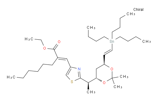 (E)-ethyl 2-((2-((R)-1-((4S,6S)-2,2-dimethyl-6-((E)-2-(tributylstannyl)vinyl)-1,3-dioxan-4-yl)ethyl)thiazol-4-yl)methylene)octanoate