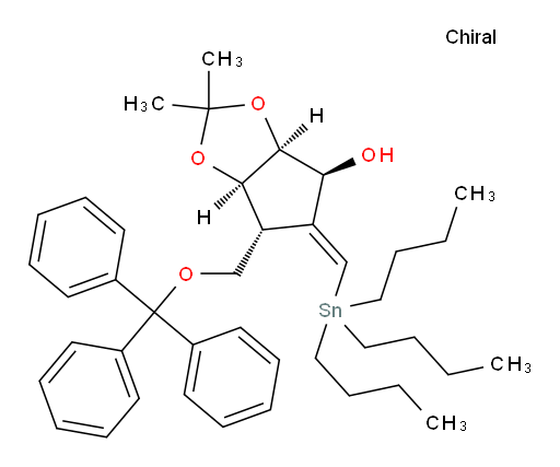 (3aS,4S,6R,6aR,E)-2,2-dimethyl-5-((tributylstannyl)methylene)-6-((trityloxy)methyl)tetrahydro-3aH-cyclopenta[d][1,3]dioxol-4-ol