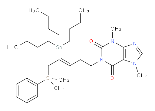 (Z)-1-(5-(dimethyl(phenyl)silyl)-4-(tributylstannyl)pent-3-en-1-yl)-3,7-dimethyl-1H-purine-2,6(3H,7H)-dione