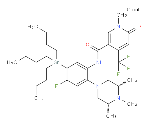 N-(4-fluoro-5-(tributylstannyl)-2-((3R,5S)-3,4,5-trimethylpiperazin-1-yl)phenyl)-1-methyl-6-oxo-4-(trifluoromethyl)-1,6-dihydropyridine-3-carboxamide