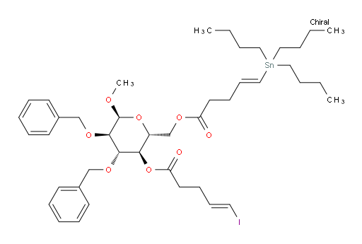 (E)-((2R,3R,4S,5R,6S)-4,5-bis(benzyloxy)-3-(((E)-5-iodopent-4-enoyl)oxy)-6-methoxytetrahydro-2H-pyran-2-yl)methyl 5-(tributylstannyl)pent-4-enoate